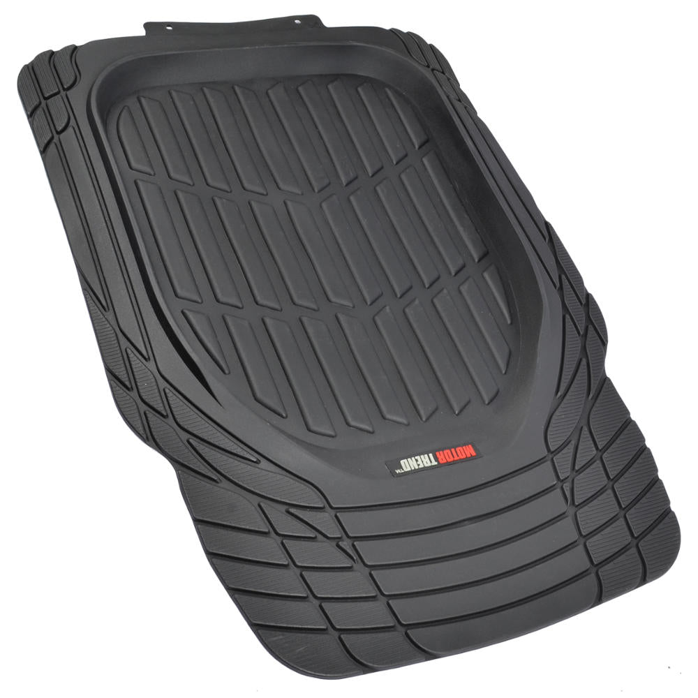 Motor Trend FlexTough 3D Car Rubber Floor Mats - Deep Dish Heavy Duty Rubber for Car SUV Truck and Van - All Weather Protection (Black)