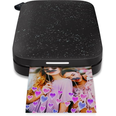 HP Sprocket Portable Photo Printer (Noir) – Instantly Print 2x3” Sticky-backed Photos from Your Phone