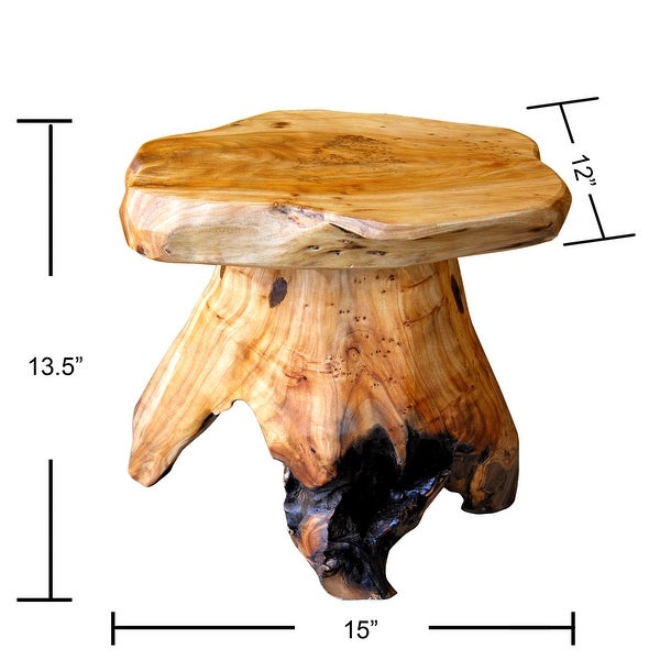 Greenage Cedar Roots Naturally Shaped Mushroom Stool Side Table Stand