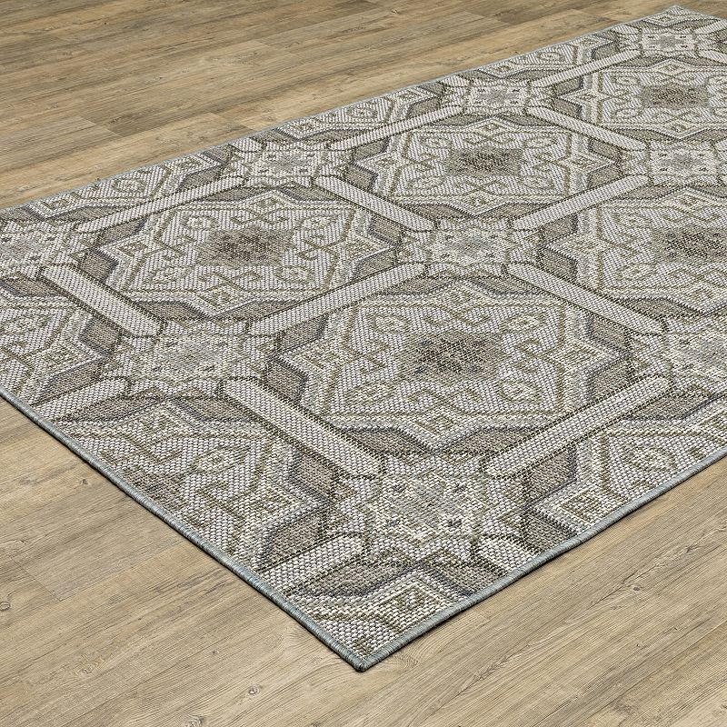 StyleHaven Calla Moroccan Trellis Gray Blue Indoor Outdoor Area Rug