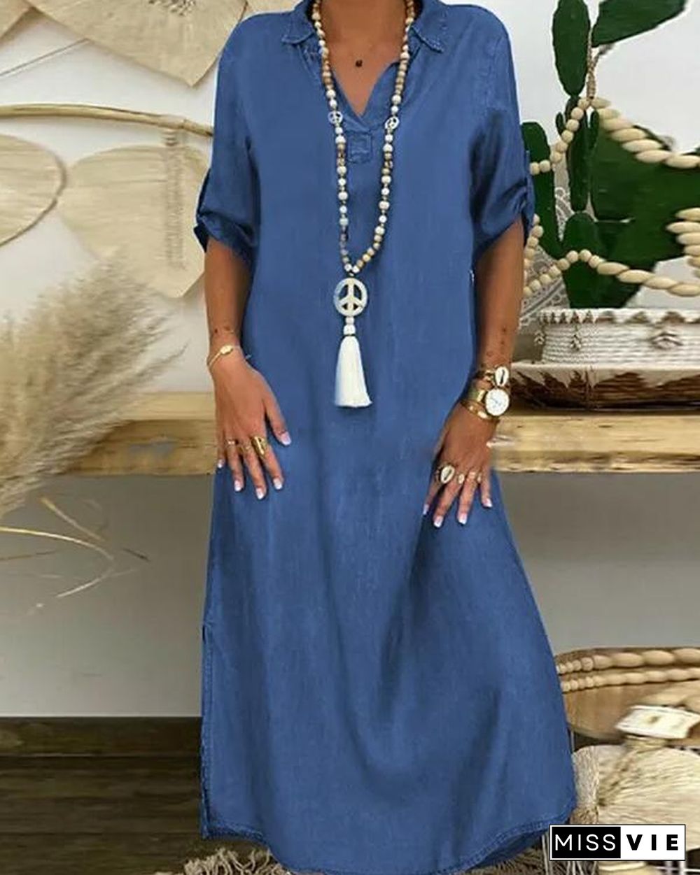 Plus Size Denim Maxi Dress