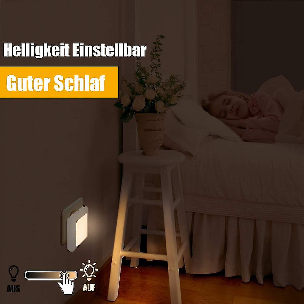 With Twilight Sensor 2 Pieces Brightness Continuously Adjustable Perfect For Kids Room， Staircase， Bedroom， Kitchen， Directional Light， Warm White