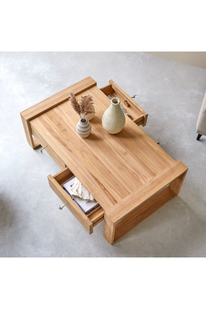 Solid Teak Coffee Table  Tikamoon Minimalys   Transitional   Coffee Tables   by Oroa   Distinctive Furniture  Houzz