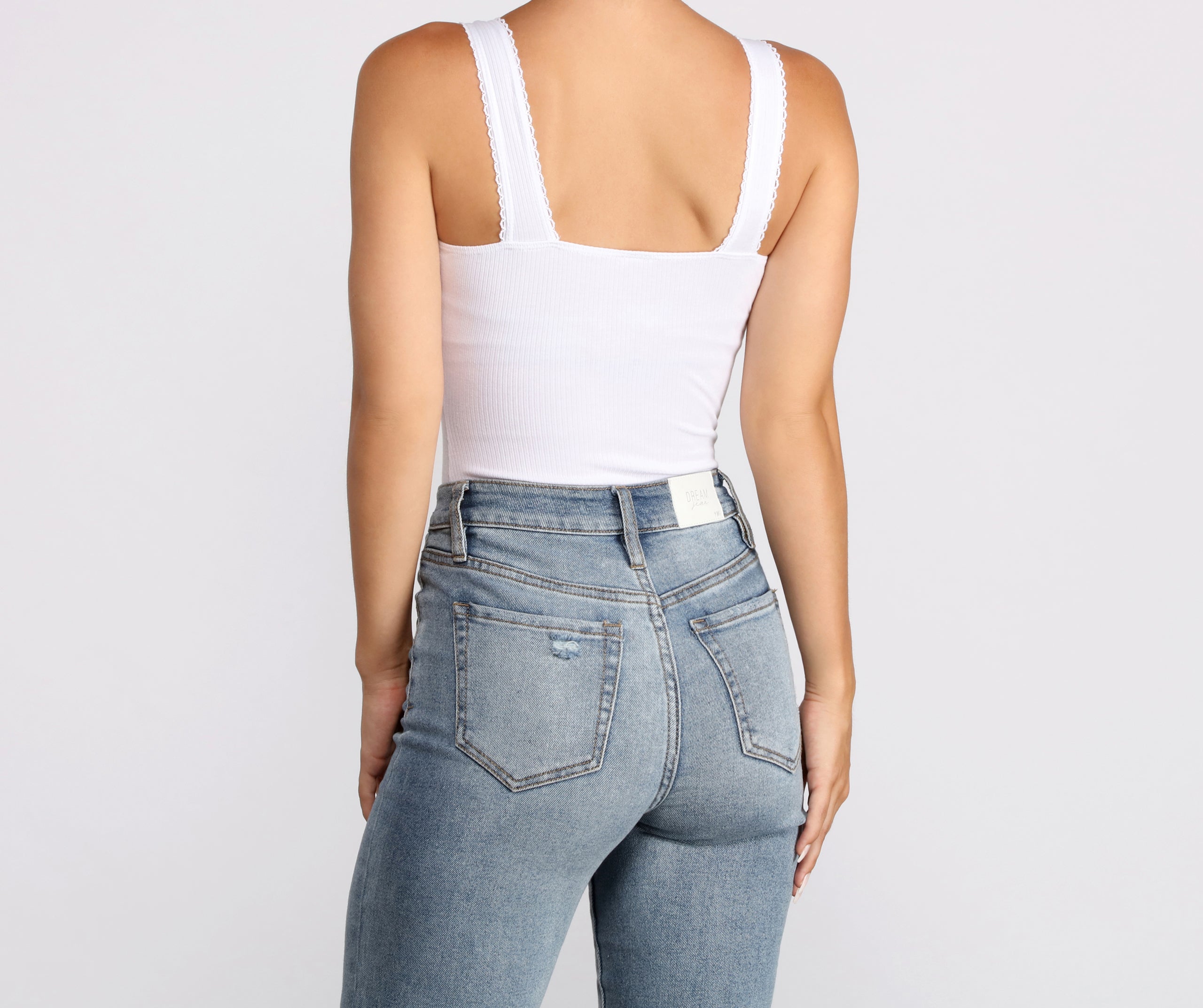 Ribbed Scallop Trim Bodysuit