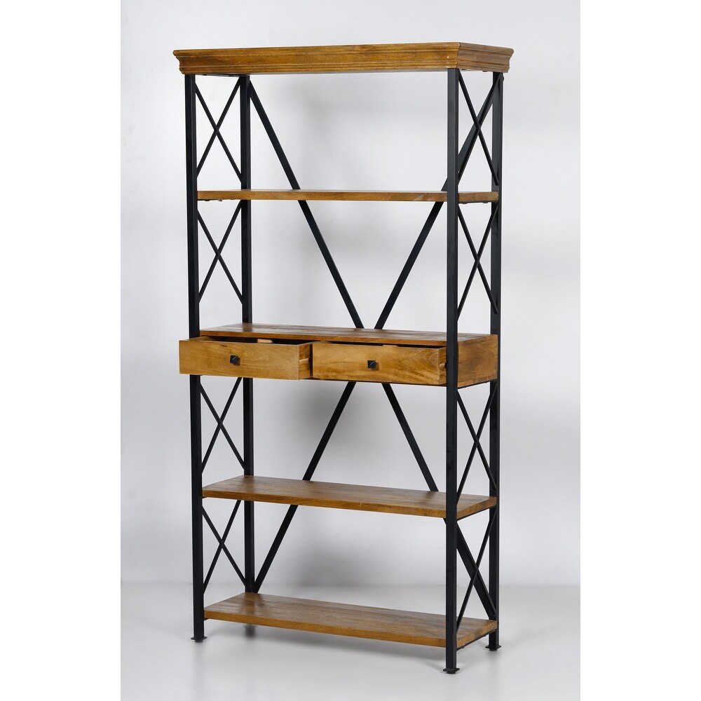 Dakota Wood Metal Tall Etagere Bookshelf