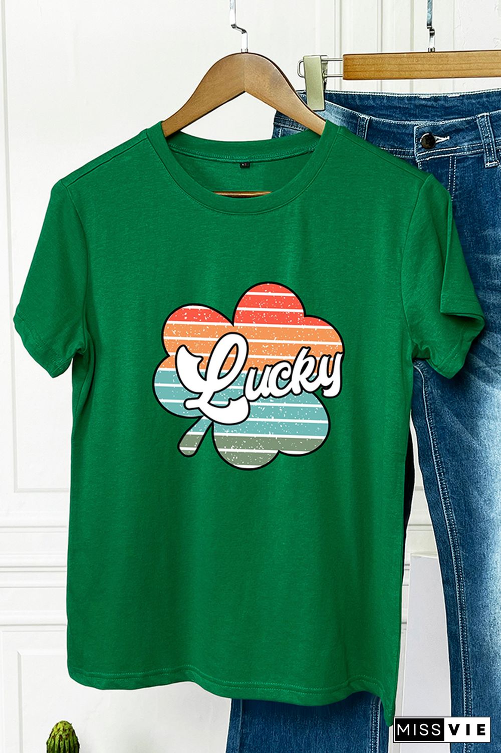 St Patrick's Day Shirt,Shamrock Graphic Tee Wholesale