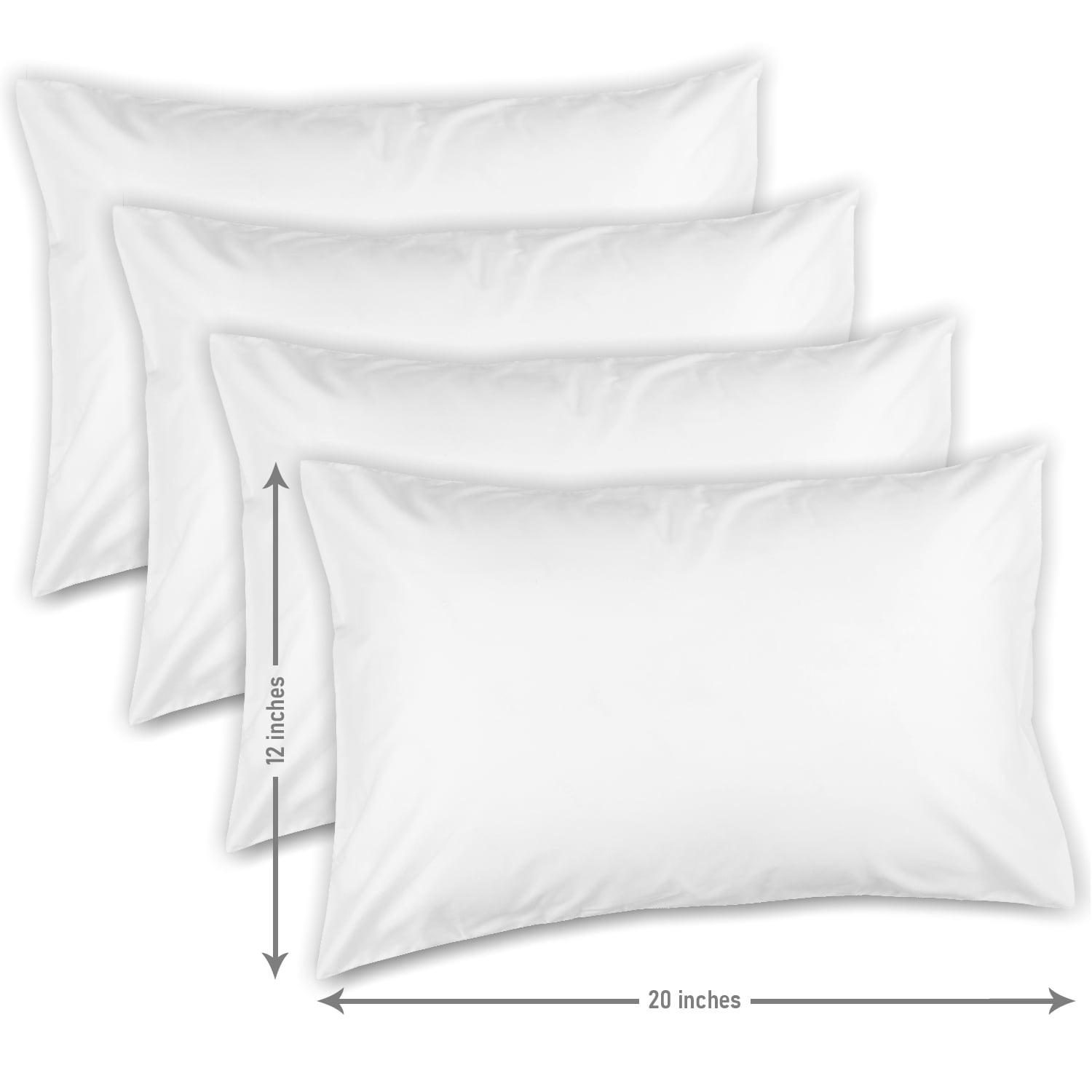 Hannah Linen Throw Pillows - 12 x 20 Pillow Insert Set of 4 - White Soft & Comfortable Square Pillows