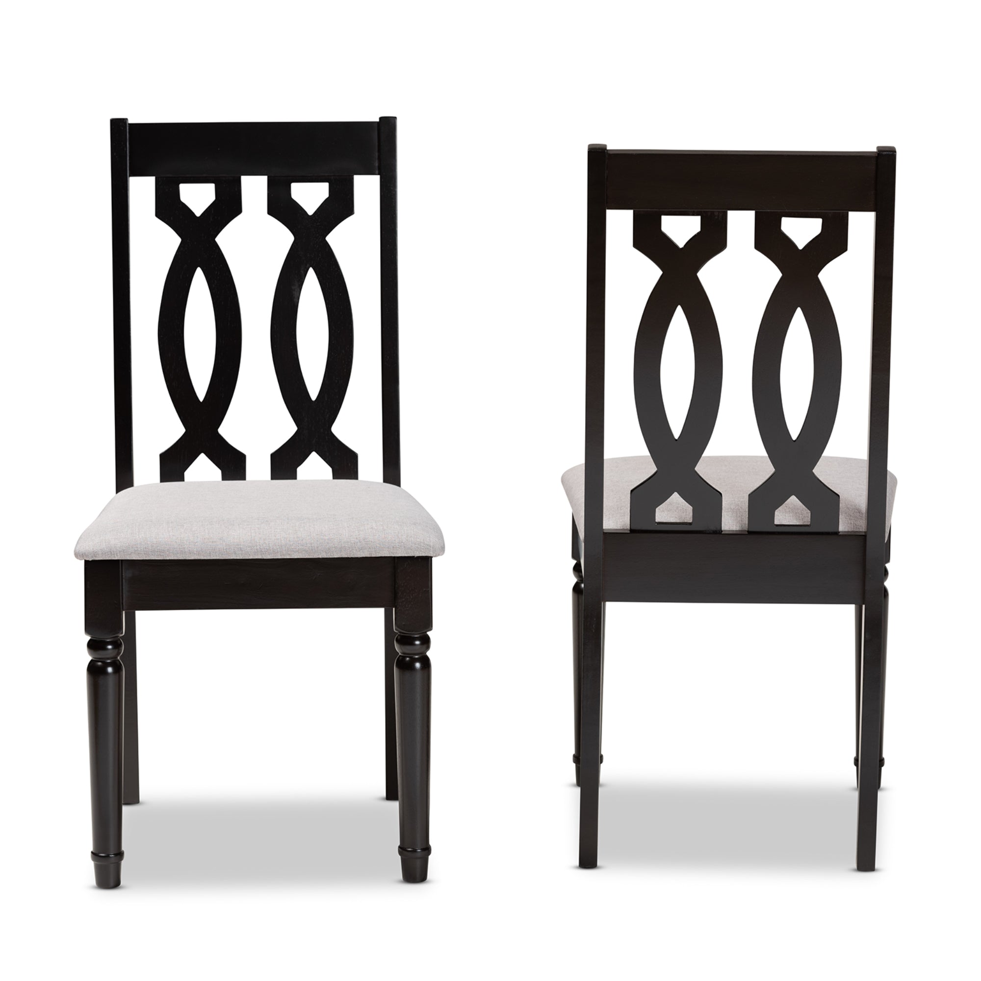 Baxton Studio Cherese Dining Chair， Set of 2， Grey and Dark Brown