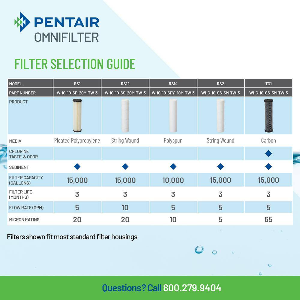 OmniFilter Whole Home Valve-in-Head 10 in. Standard Duty Water Filtration System with Pressure Relief in BlueClear WHH-10-VIH-SG-1