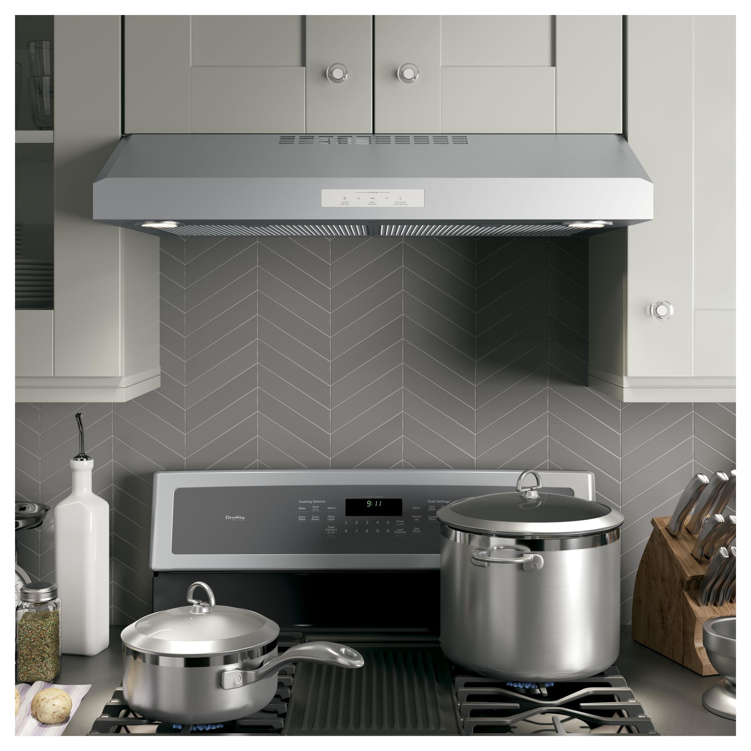 GE Profile 30-Inch Under Cabinet Range Hood with 4 Speeds PVX7300SJSSC