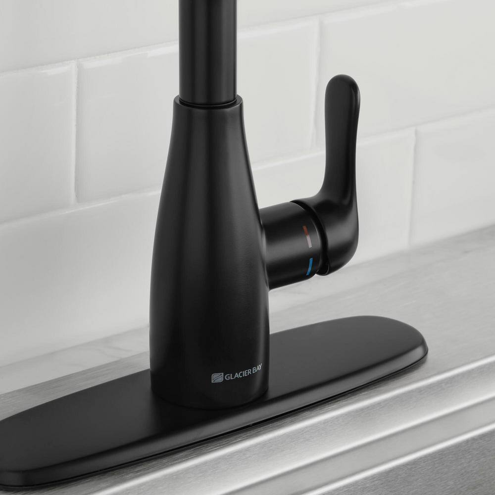 Glacier Bay McKenna Single-Handle Pull-Down Sprayer Kitchen Faucet in Matte Black with TurboSpray and FastMount HD67726W-1210H