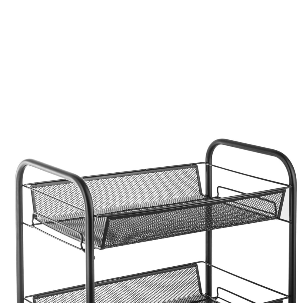 4-Tier Wire Rolling Cart， Space-Saving Removable Storage Cart， Mesh Metal Organization Cart on Wheels， Kitchen Storage Organizer， Standing Shelf Rack Units for Kitchen， Home， Office， Bedroom， K1276