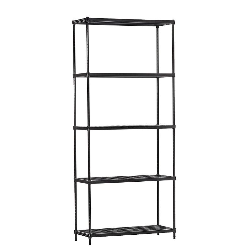 Design Ideas Meshworks 5 Tier Metal Storage Shelving Unit Rack Bookshelf， Black