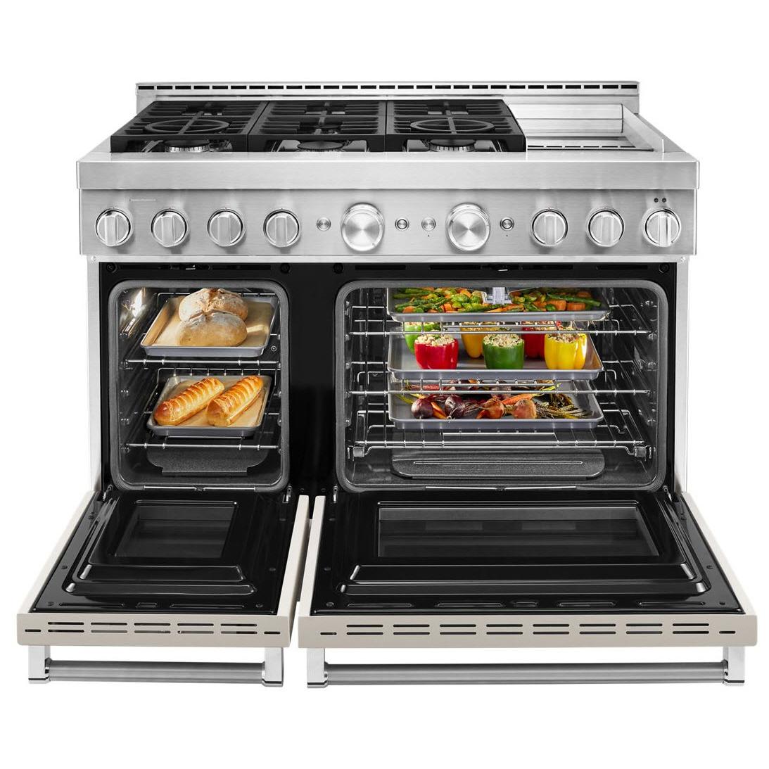 KitchenAid 48-inch Freestanding Gas Range with Even-Heat? True Convection KFGC558JMH