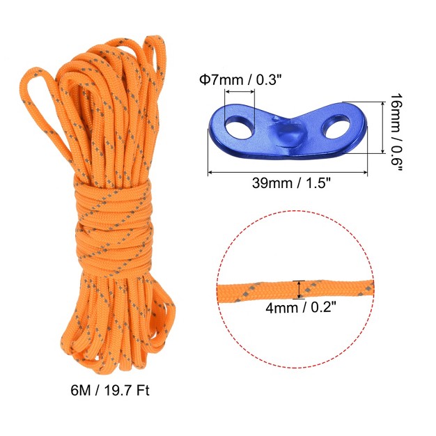 Unique Bargains Tent Ropes Nylon Reflective Guyline Cord With Aluminum Cord Adjusters For Camping Hiking