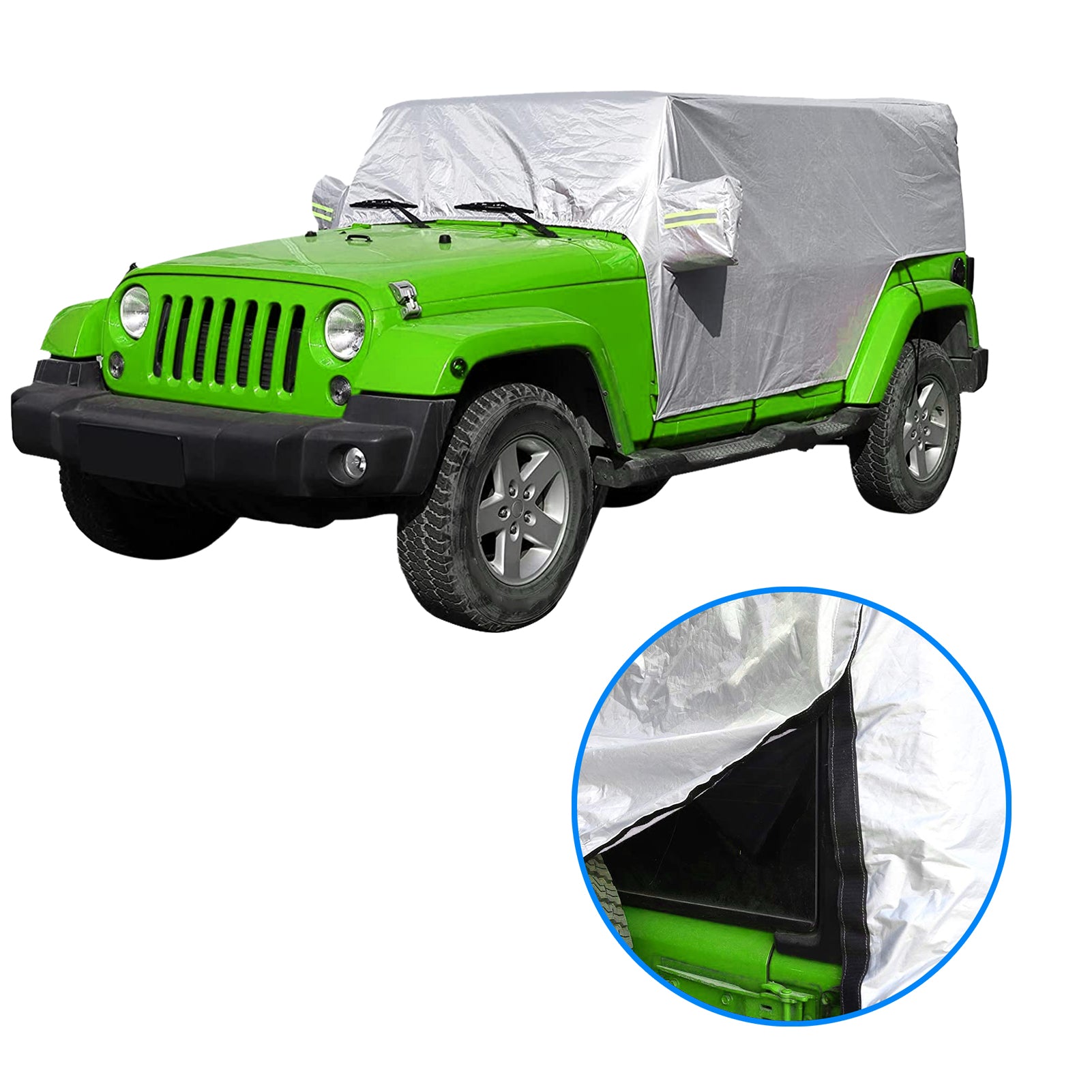 Tickas Car Rain Sunshade Cover Windproof Dustproof Scratch Resistant Outdoor Protection Auto Cover Replacement for Jeep Wrangler JK 4 Door2007-2021