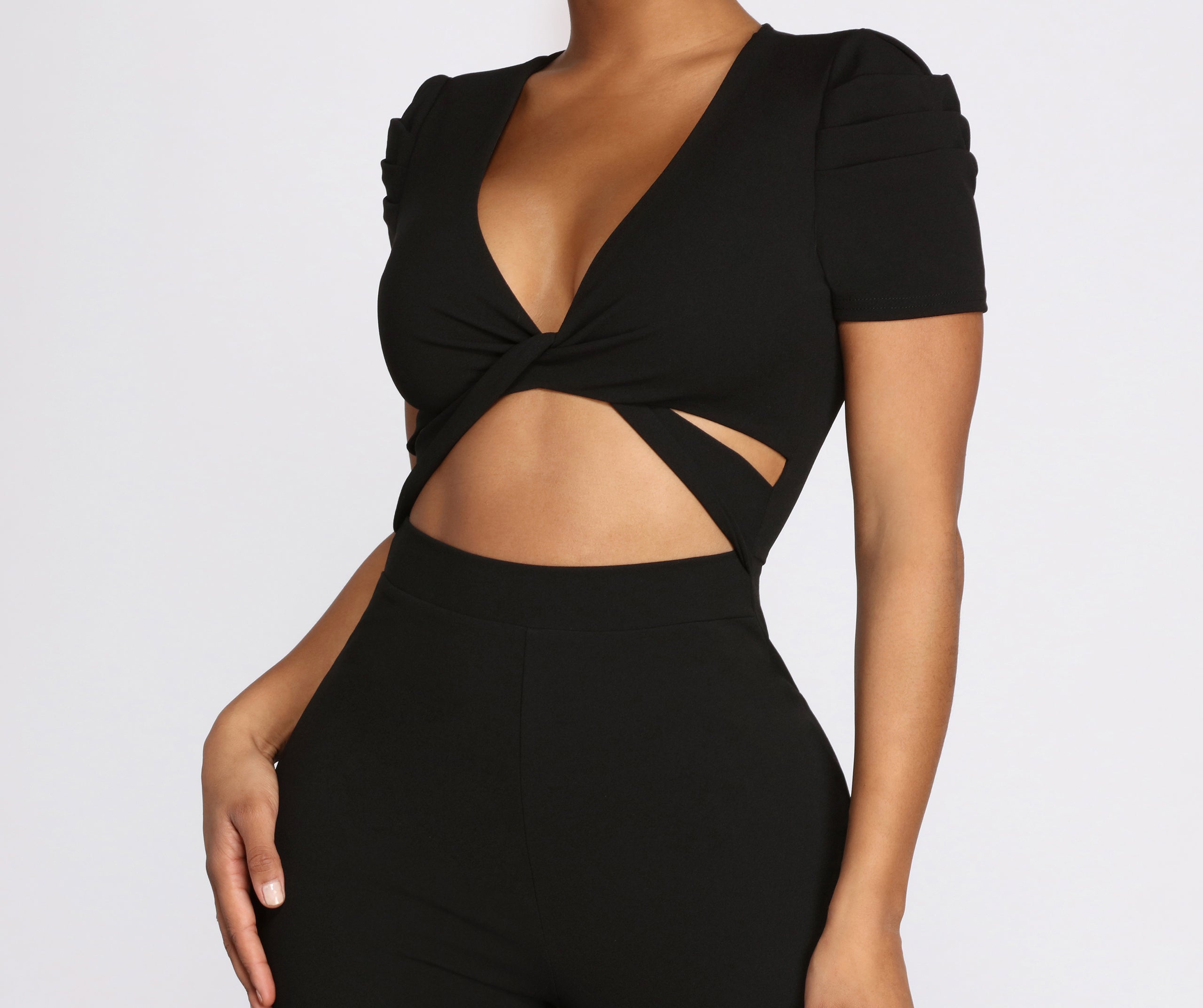 Risk It All Twist Front Fitted Jumpsuit