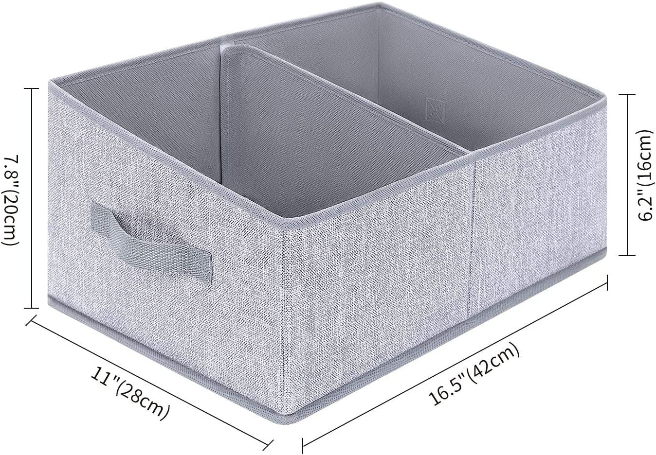 DIMJ Storage Bins, 3 Pcs Fabric Storage Cube Bins, Folding Closet Organizer Baskets Trapezoid Toys Organizer Box for Kids, Jeans, DVD, Book, Baby Clothes Organizer, Home Organization, Ash Gray