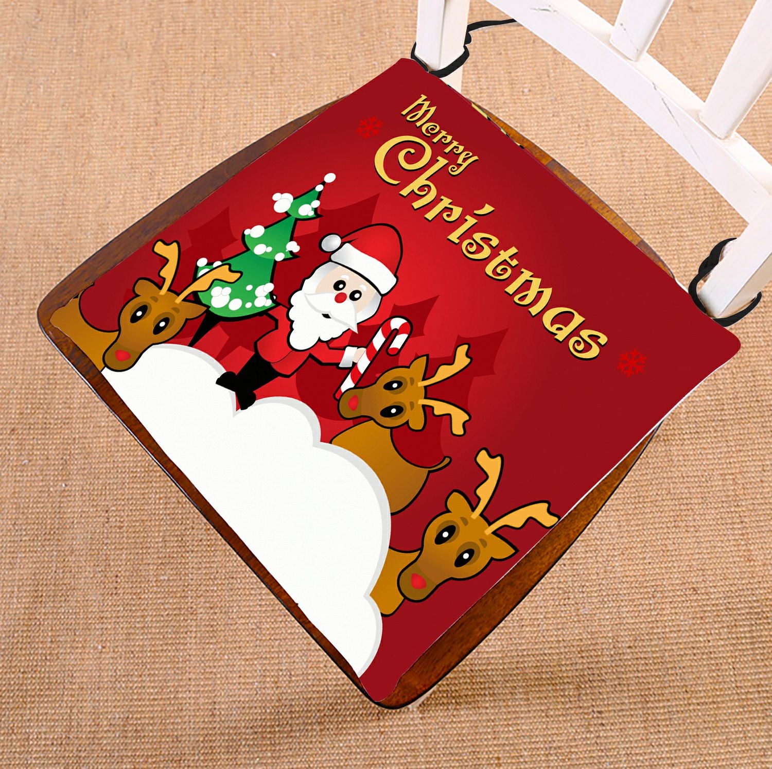 ZKGK Merry Christmas Santa Claus Seat Pad Seat Cushion Chair Cushion Floor Cushion Two Sides 16x16 Inches