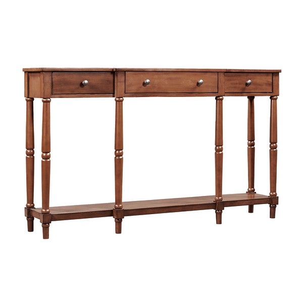 Solid Wood Console Table with Storage Shelf and Drawer