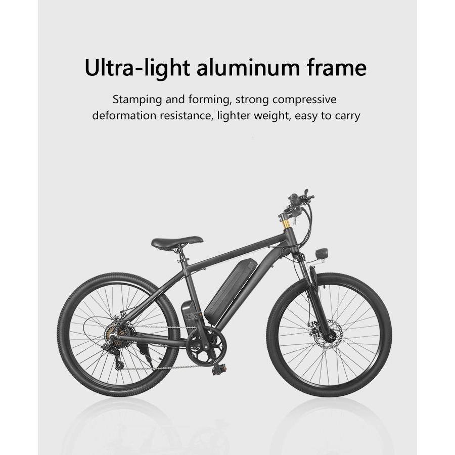 Afoxsos Black 26 Inch Electric Mountain Bike with Aluminum Frame 350W Motor 7-Speed Derailleur LED Smart Display HDDB1844