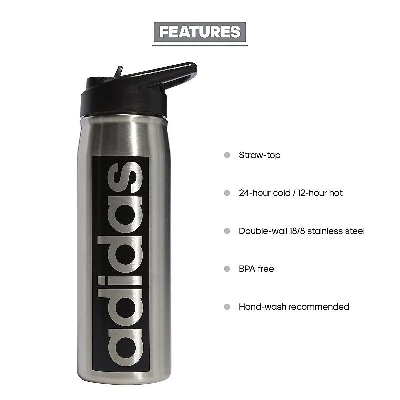 adidas 20-oz. Stainless Steel Water Bottle with Straw