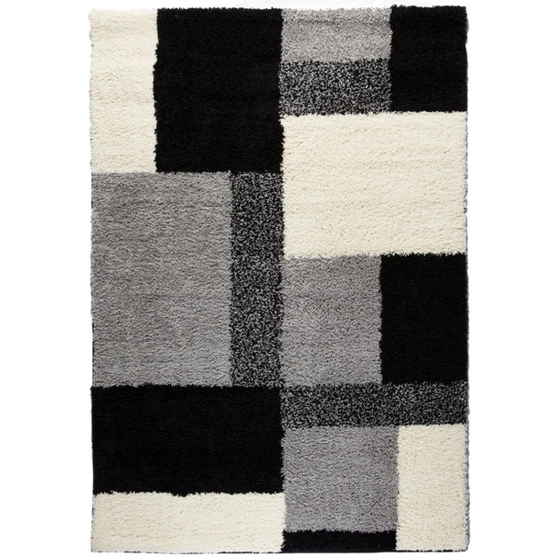 Shag Cubes Modern Geometric Blocks Squares Easy Care Thick Soft Living Room Area Rug