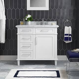 Home Decorators Collection Bilston 36 in. W x 19 in. D x 34.50 in. H Bath Vanity in Dove Gray with White Engineered Stone Top Bilston 36G