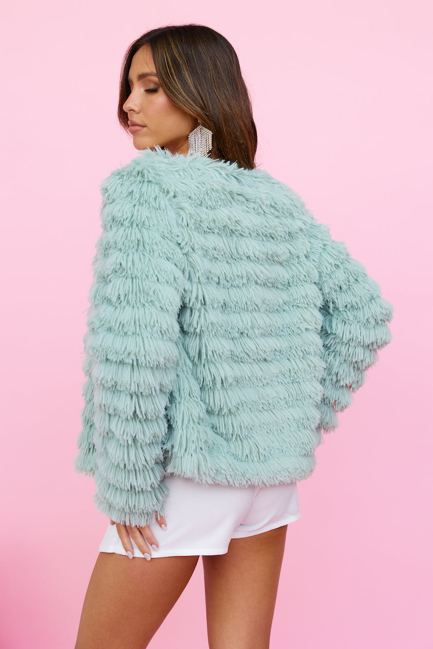 Flying High Faux Fur Jacket Mint