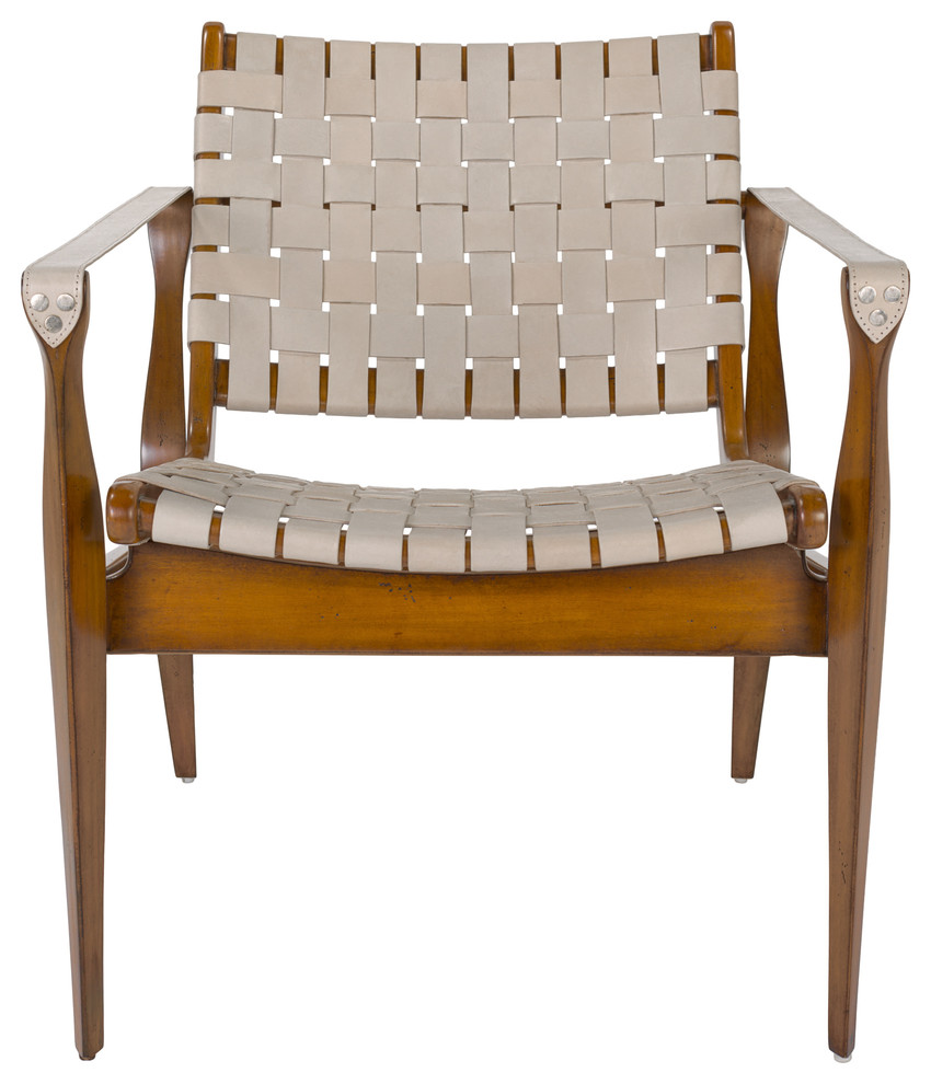 Safavieh Couture Dilan Leather Safari Chair   Midcentury   Armchairs And Accent Chairs   by Safavieh  Houzz