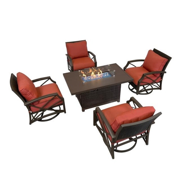 Kinger Home Novi Rattan 5Piece Outdoor Patio Furniture Set