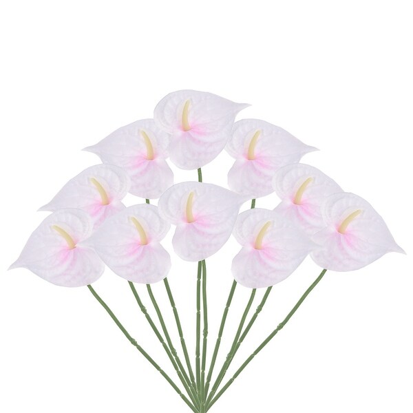 10Pcs 13 Artificial Anthurium Lily Flowers Floral Bouquet Decor