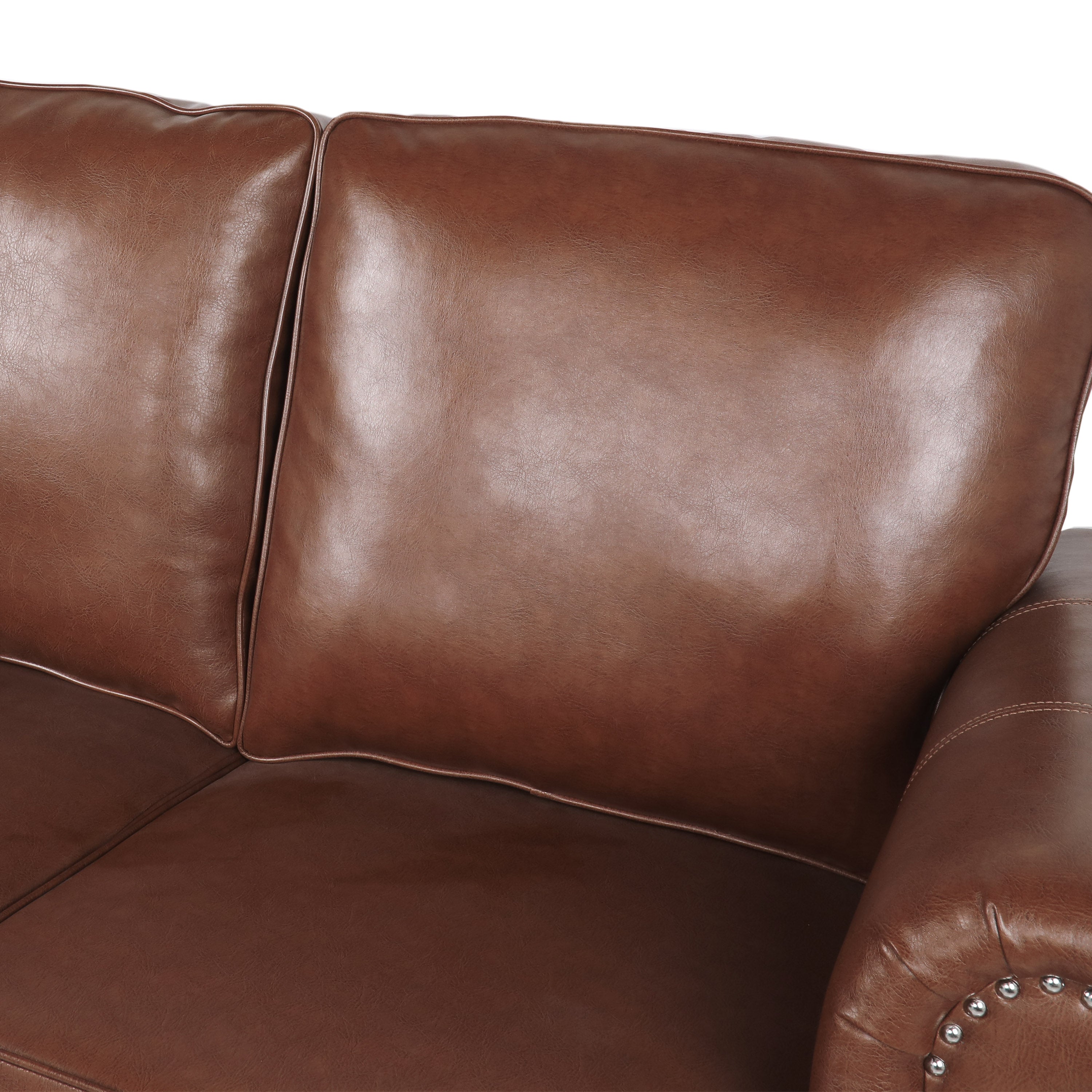 Pochelon Contemporary Faux Leather Loveseat with Nailhead Trim