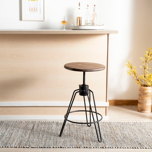 SAFAVIEH 23-inch inch Kai Swivel Counter stool -Honey Natural / Black - 18