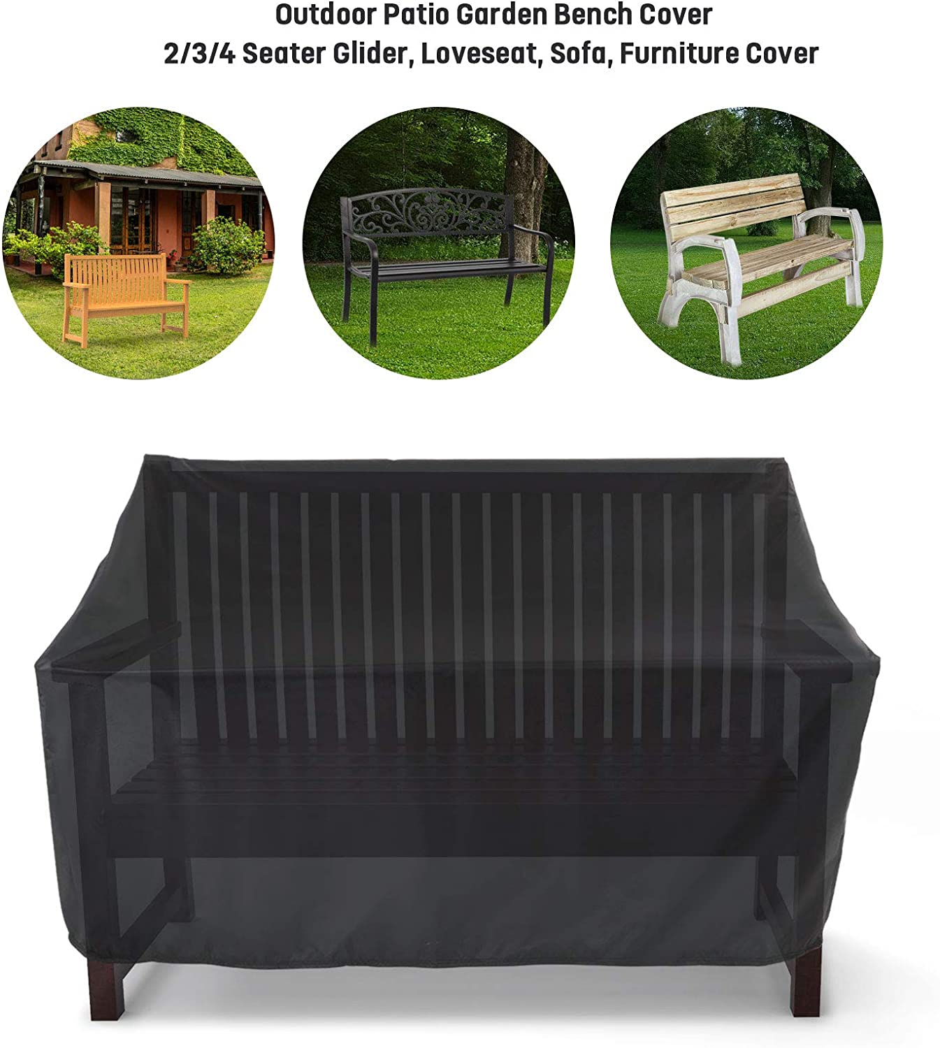 Saking Outdoor Bench Cover, 2 Seat Patio Garden Park Loveseat, Sofa, Glider, Furniture Cover 53L x 26W x 35H inch