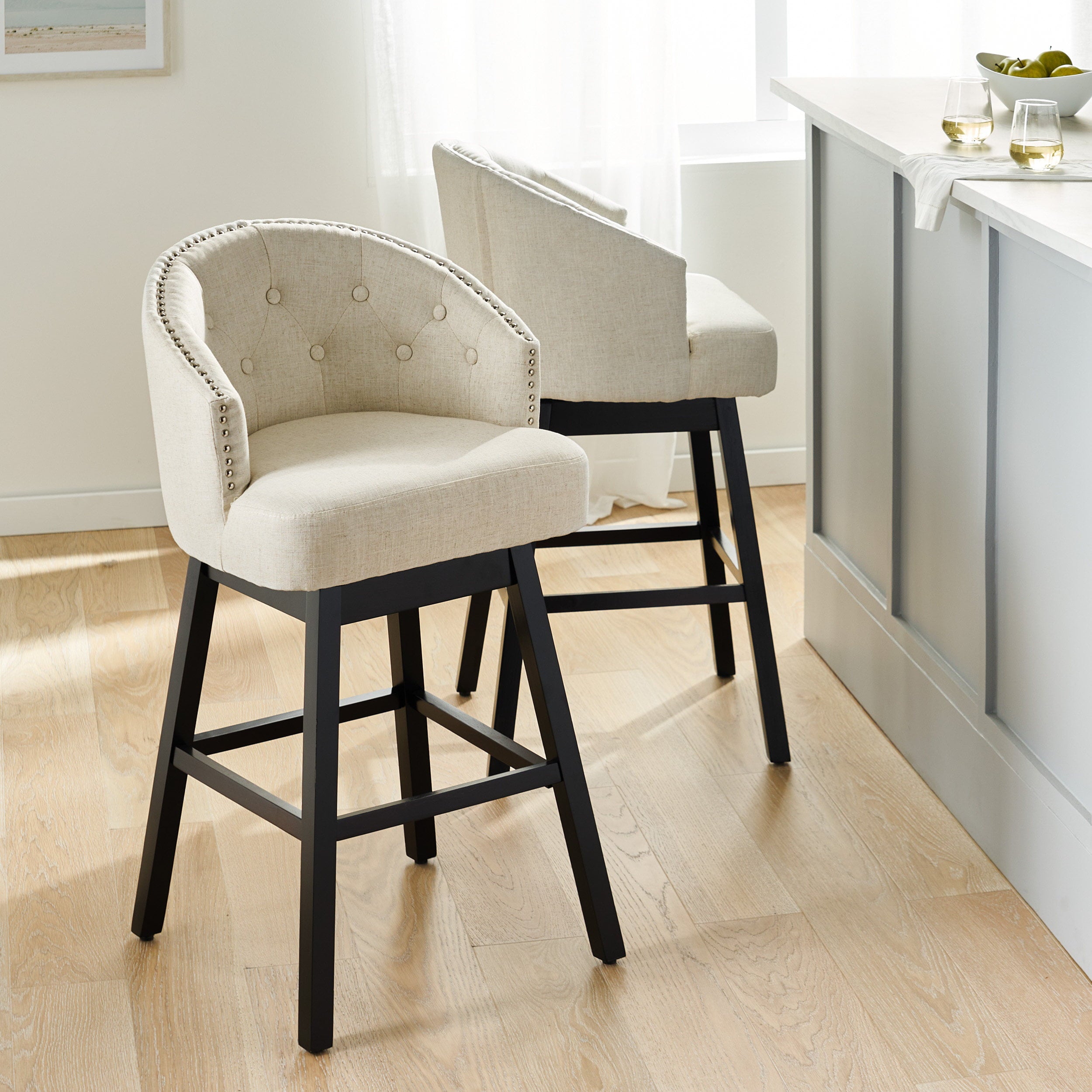 Noble House Bentley Beige Bar Stool (Set of 2)