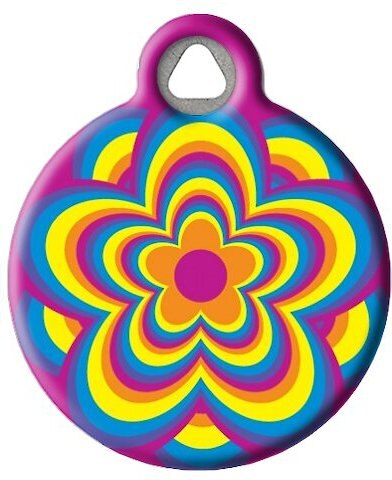 Dog Tag Art Psychedelic Flower Personalized Dog and Cat ID Tag