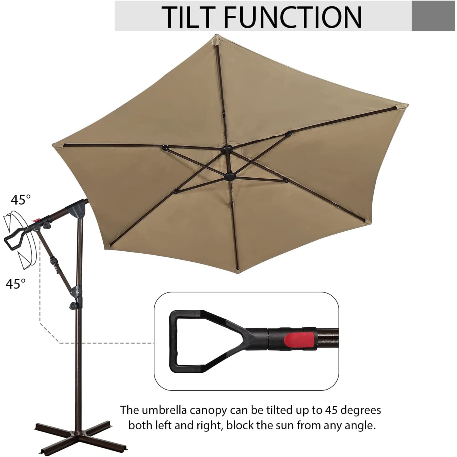 Outdoor Patio Umbrella, 10ft Offset Hanging Patio Umbrella with Aluminum Stand, Outdoor Cantilever Umbrella with 360° Rotation, Crank and Tilt System, Beige