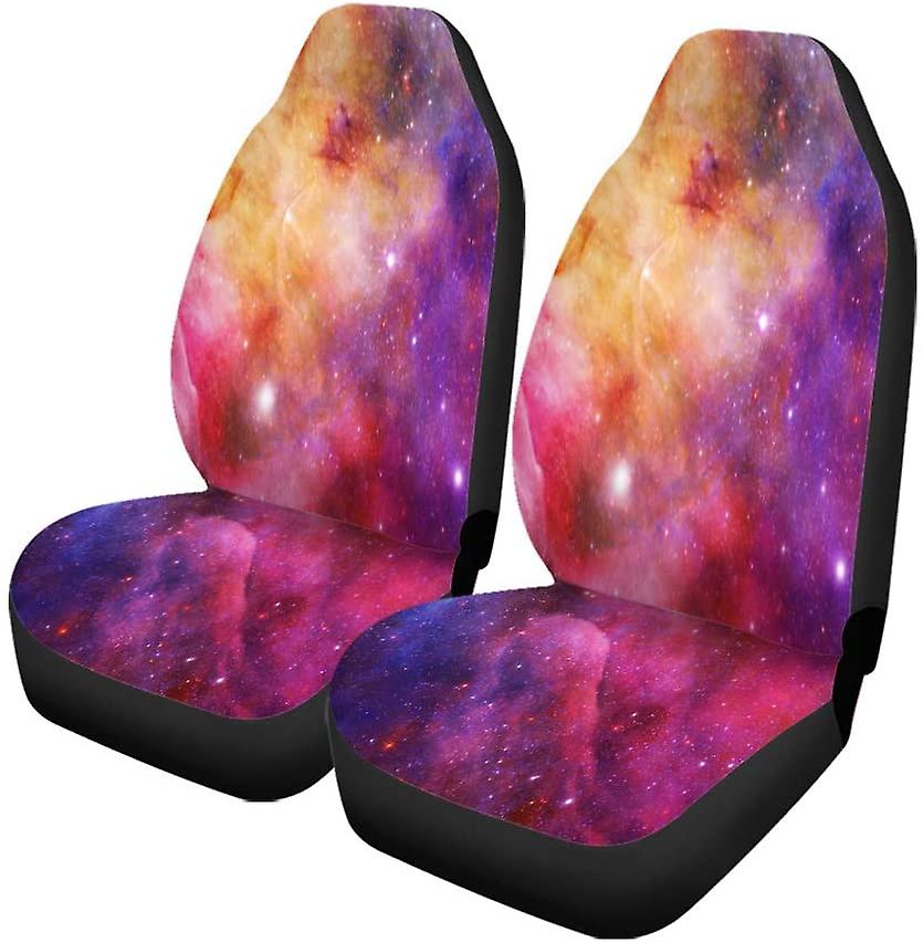 Set Of 2 Car Seat Covers Pink Space Galaxy Universal Auto Front Seats Protector Fits For Car，suv Sedan，truck