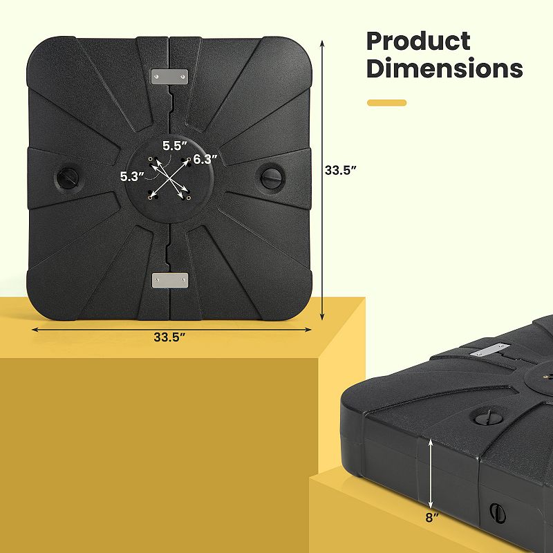 33.5 X 33.5 Inch Fillable Cantilever Umbrella Base With Wheels