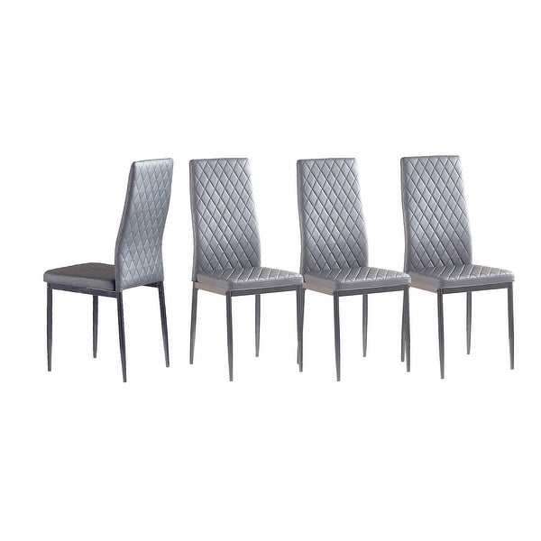 Dining Chair Leather Diamond Grid Pattern Home Conference Chair Set Of 4 - 20.47*15.75 *37.8INCH