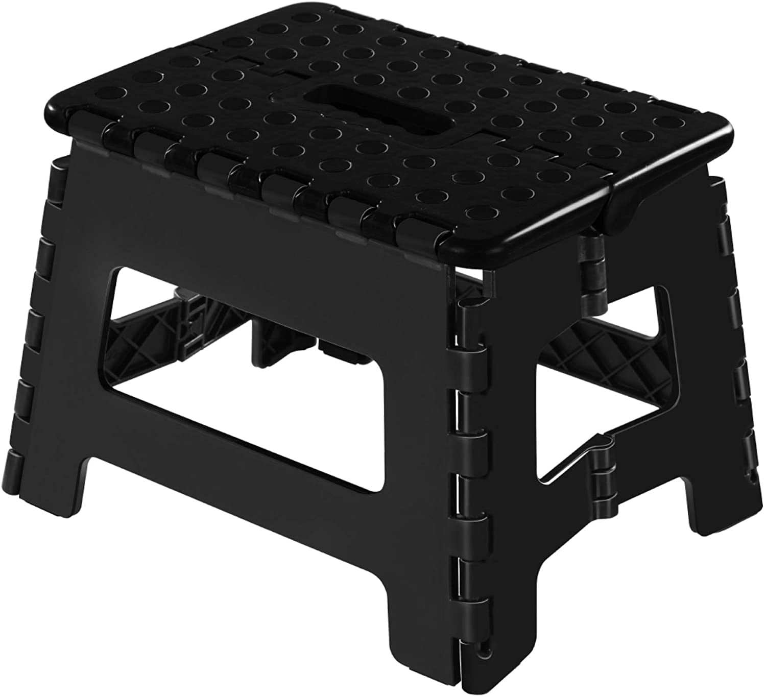 Eyliden Folding Step Stool, 11 inch Non-Slip Footstool for Adults or Kids, Sturdy Safe Enough, Holds up to 300 Lb, Foldable Step Stools Storage/Open Easy, for Kitchen,Toilet,Office,RV (Black, 11inch)