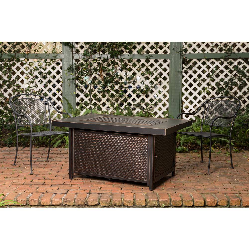 Fire Sense Weyland 48 in. x 24 in. Rectangle Aluminum LPG Fire Pit Table in Antique Bronze 62750