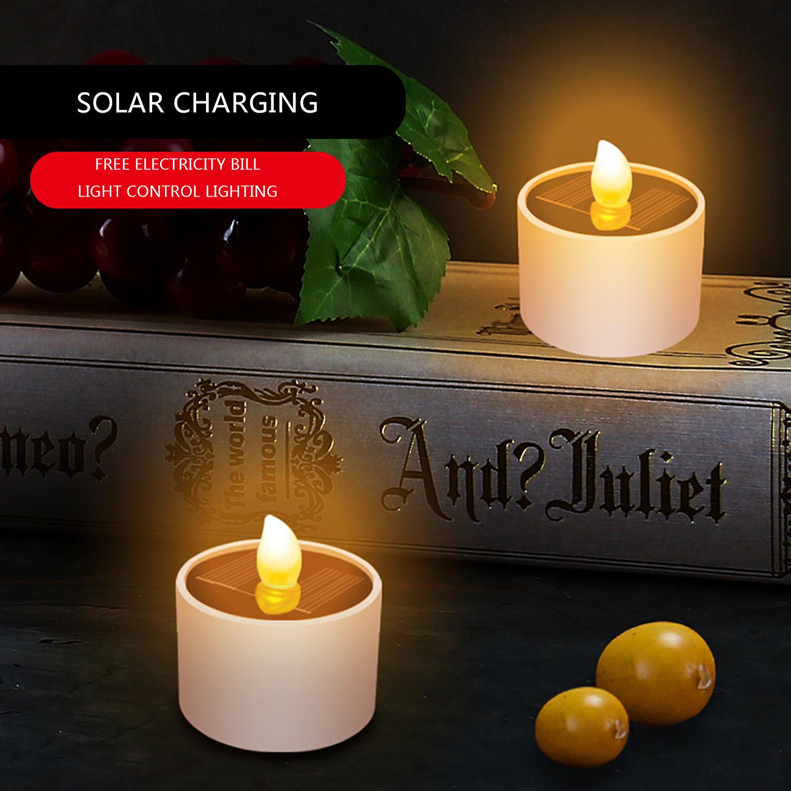 Solar Candles Solar Powered Flameless Flickering Tea Light Ip42 Waterproof Solar Powered Operated Great For Lantern Garden Yard