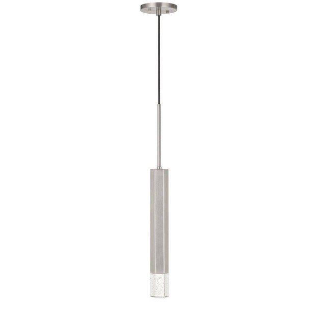 X 4 75 quot X 24 quot 1 light Troy Integrated Led Dimmable Hexagon Aluminum Casted Pendant With Glass Diffuser Brushed Steel Cal Lighting