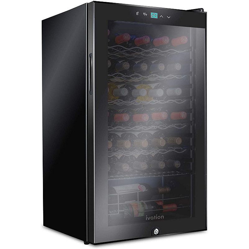 Ivation 34-Bottle Wine Cooler， Freestanding Wine Fridge with Lock