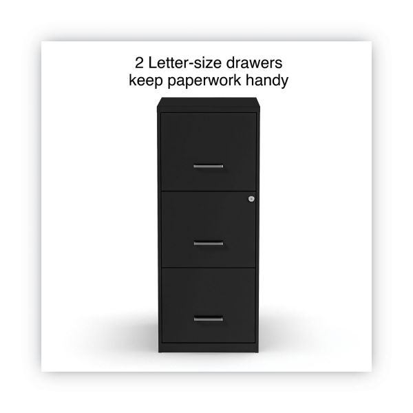 Alera Soho Vertical File Cabinet， 3 Drawers: File/File/File， Letter， Black， 14