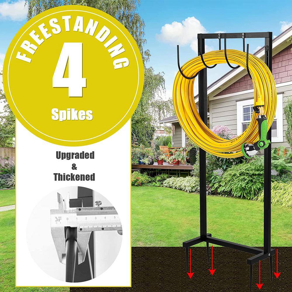 Cubilan 47 in. Garden Hose Holder Freestanding Thicker Garden Water Hose Stand Metal Sturdy Hose Storage with 4 Hooks B0BPLSSZTZ