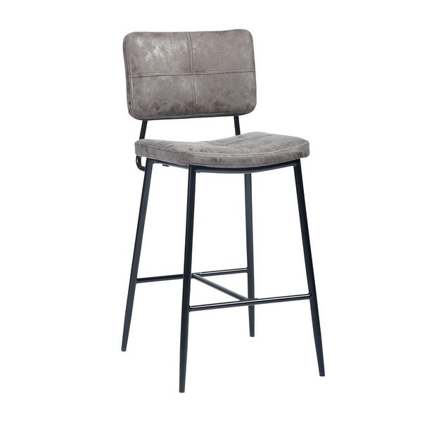 Counter Bar Stools with Metal Legs(Set of 2)， PU Leather