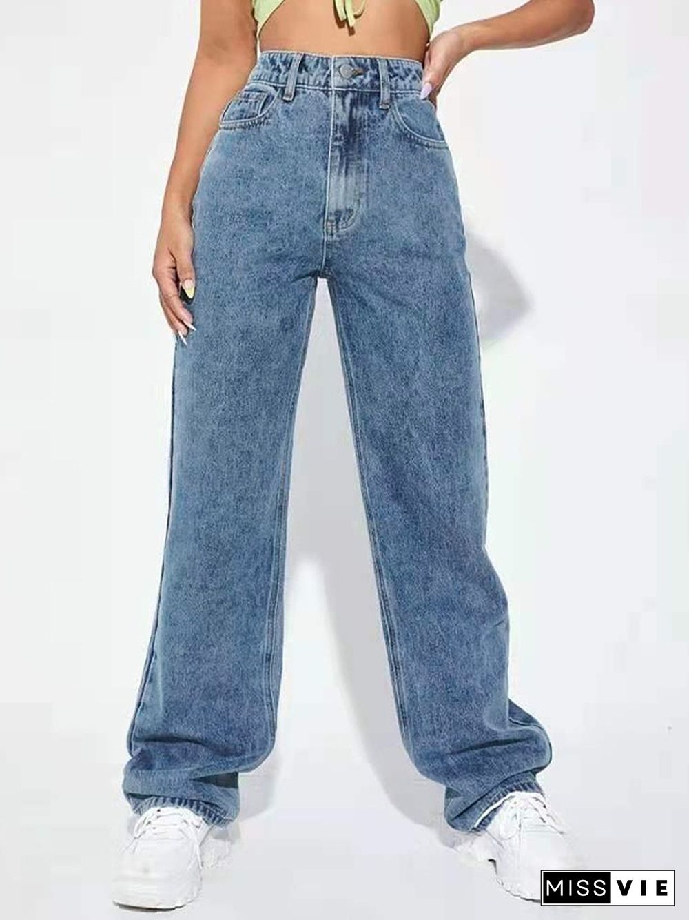 Washed Mopping Boyfriend Jeans